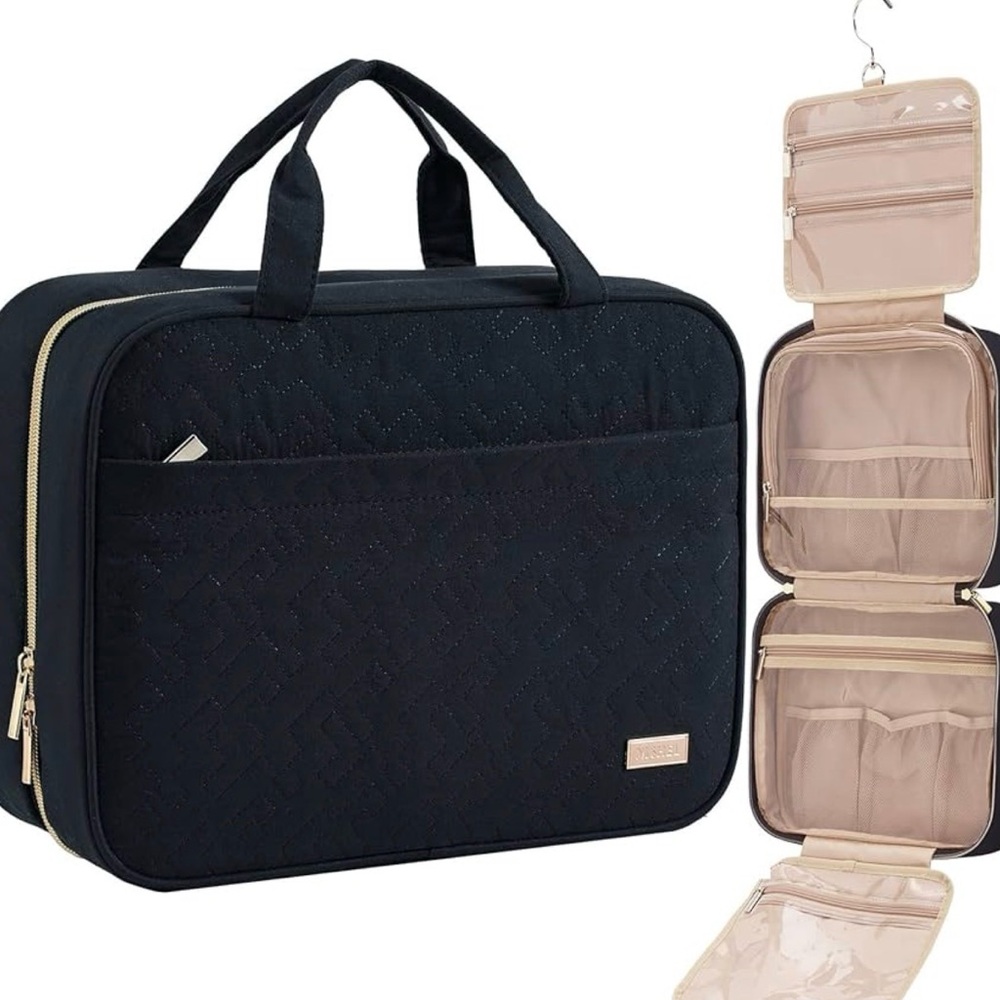 NISHEL Travel Toiletry Bag Portable Hanging Organizer Makeup Accessories Black